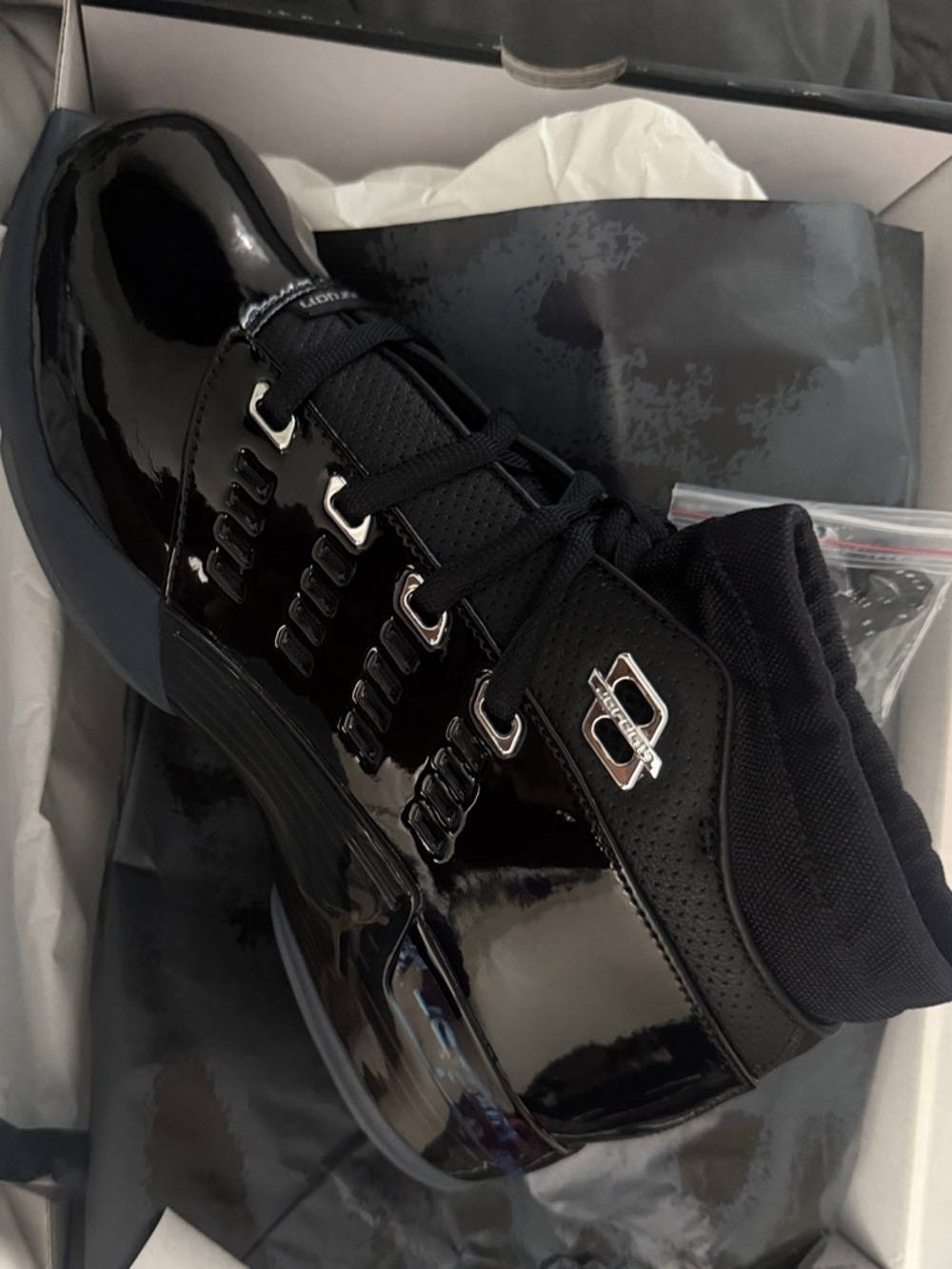 Men’s Black Patent Athletic Sneakers